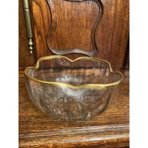 Daum Nancy France Gilded Crystal Bowl