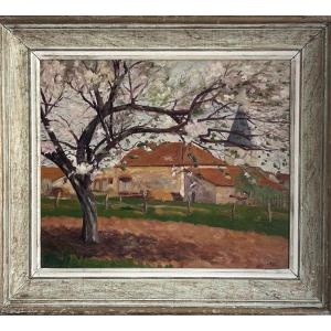 Lang, Oil On Cardboard, Spring Landscape 