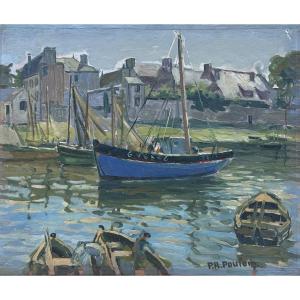 Pr Poulain, Oil On Panel, View Of The Port 