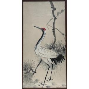 19th-century Chinese Watercolor, Stork
