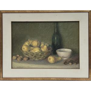 Still Life, Oil On Canvas, Illegible Signature 