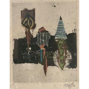 Johny Friedlaender, Abstract Colored Engraving