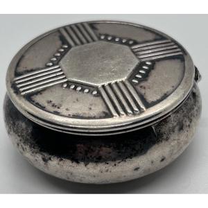 Art Deco Snuffbox In Solid Silver, Gilded Interior