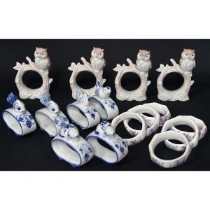Set Of 16 Porcelain Napkin Rings 