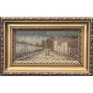 Bourg, Lorraine Landscape Oil On Panel