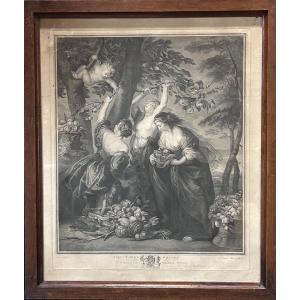 J.b Michel, Engraving « the 3 Graces » By Rubens 