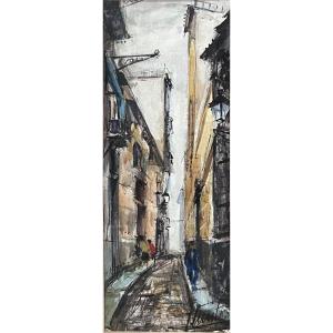 Mixed Media On Paper, Urban Landscape Signed