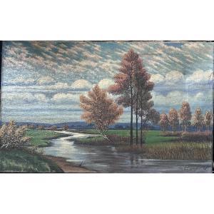 Oil On Canvas Landscape Signature To Be Identified
