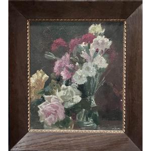 Duilio Donzelli, Oil On Canvas Bouquet Of Flowers