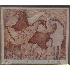 Unicorns Lithograph 