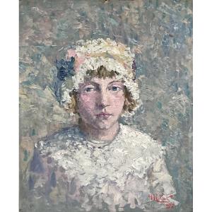 A.robert, Oil On Panel Portrait Of A Woman
