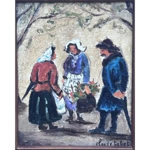 C. Tabet, Oil On Canvas Genre Scene