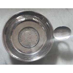 Solid Silver Tastevin With Swiss Confederation Coin
