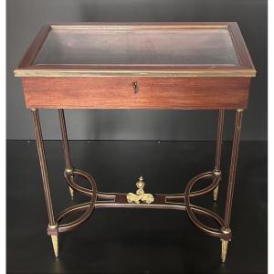 Henry Dasson, Napoleon III Style Mahogany Display Cabinet