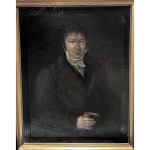 Painting Portrait Of A Man 18th Century Oil On Canvas