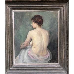 P. Maliavine, Female Back Nude Oil On Canvas
