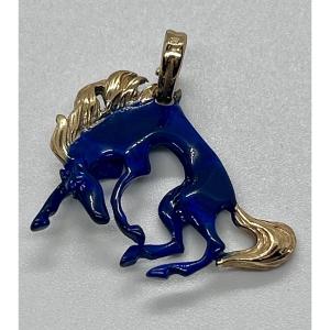 Horse Pendant In 18-carat Enamelled Gold