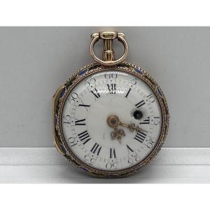 18-karat Gold Enamel Pocket Watch By Charles Leroy Paris