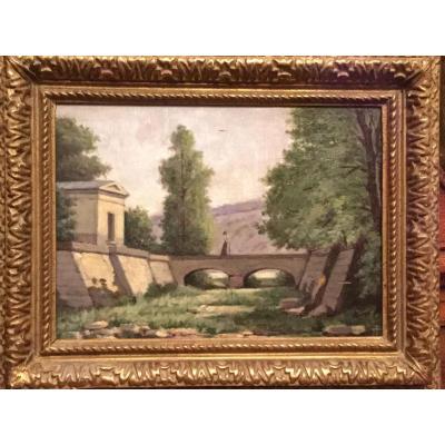 Oil Painting On Wood, Fountain Of Jouvence Near Dijon