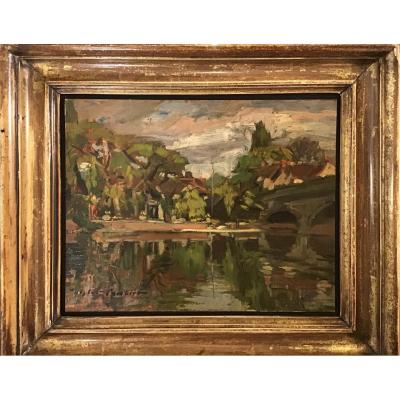 Oil On Cardboard "the Thames"