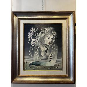 Original Surrealist Oil Painting On Canvas By Jean Marembert
