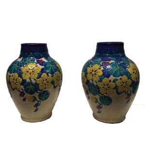 Pair Of Boch Frères Art Deco Vases, 1930s