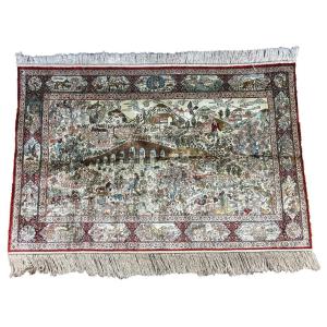 Carpet Silk On Silk With Landscape And Animal Design | 185x120 Cm