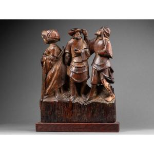 Altarpiece Group Engraved By The Hand Of Antwerp - First Half Of The 16th Century