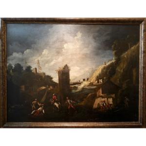 Antonio Travi, Known As Le Sestri - Seascape With Ruins