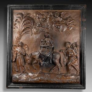 Large Terracotta Relief Of The Flight Into Egypt - Lombardy, First Half Of 17th Century