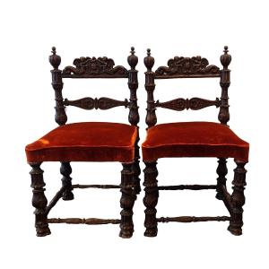 Pair Of Renaissance Chairs - Lombardy, Late 16th Century