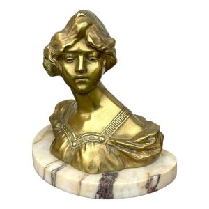 Gilt Bronze Bust Signed Gustave Van Vaerenbergh