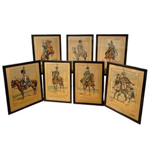 7 Engravings 1st Empire Victor Huen - 