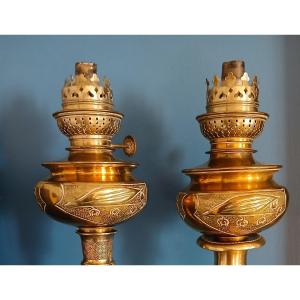 Pair Of Small 19th Century Oil Lamps