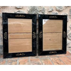 Pair Of Black Mercury Wood Frames, Charles X Period