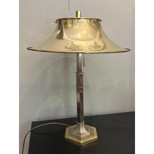 Vintage 1980s Table Lamp By B&m Leuchten Germany Brass And Steel