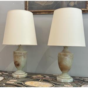 Pair Of Alabaster Lamps, Early 20th Century