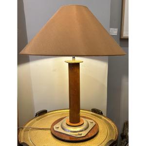 Art Deco Desk Lamp In Mahogany And Metal French Work 