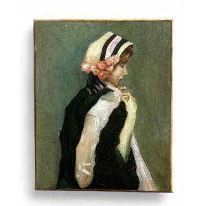 Oil On Canvas - Gaston Simoes De Fonseca - Portrait Of The Painter Edith Desternes - 1920/30