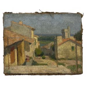 Oil On Canvas - Provençal Village - Mid 20th Century - Unsigned