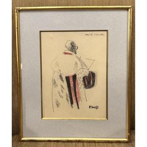 Drawing By The French Painter Edmond Heuzé - 20th Century - "court Of Cassation"