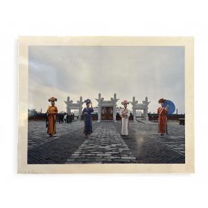 Photograph By R. Huang - Women In Front Of The Temple Of Heaven - China