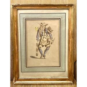 Watercolor “the Harlequin” Ct Guillermot French 20th