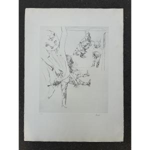 Dado - 20th - 1973 - Drypoint "rhinoceros 1" Hc - 75 Copies