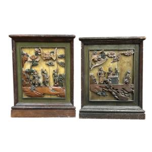 Chinese Carved Wooden Panels - 19th Century - Asian Art