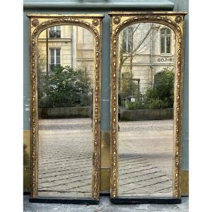 Pair Of 18th-century Giltwood Pier Glasses, Mercury Mirror