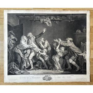 18th-century Print After Jean-baptiste Greuze's "the Paternal Curse," Engraved By R. Gaillard 