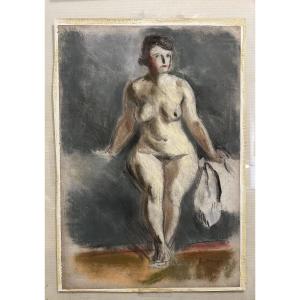 Watercolor By Edmond Heuzé. 20th Nude Of A Woman On Paper