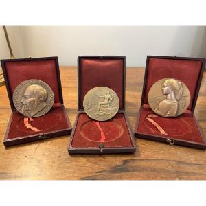 Antique French Medals / Bronze – O. De Serres, French Alpine Club, Crédit Français 