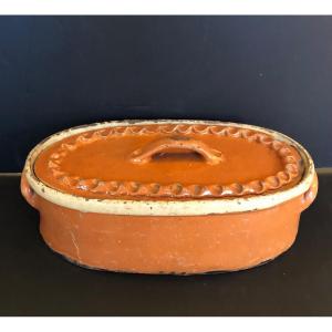 Large Glazed Terracotta Terrine 19th Folk Art